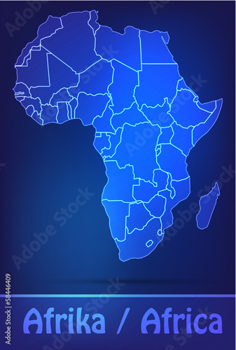 Grenzkarte von Afrika mit Grenzen in einfarbig Scribble