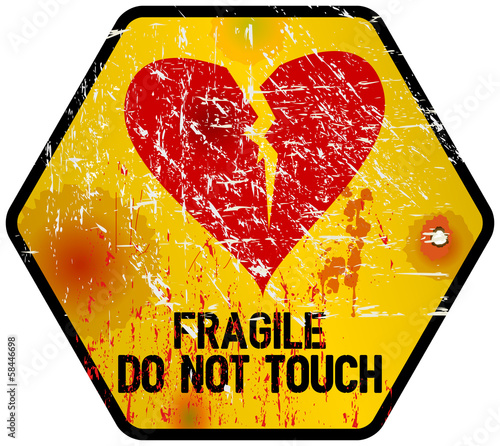 warning sign: heartbreak, Love concept, vector illustration