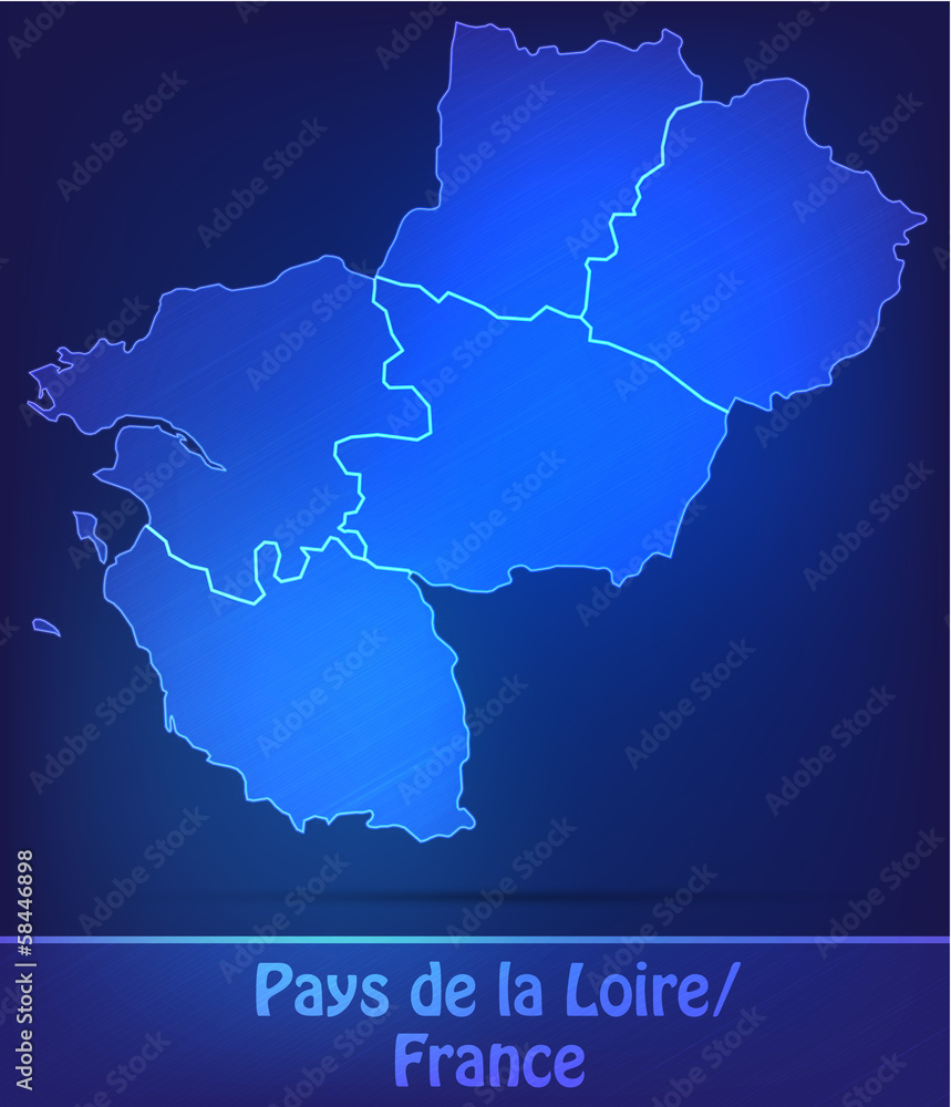 Pays-de-la-Loire mit Grenzen als scribble