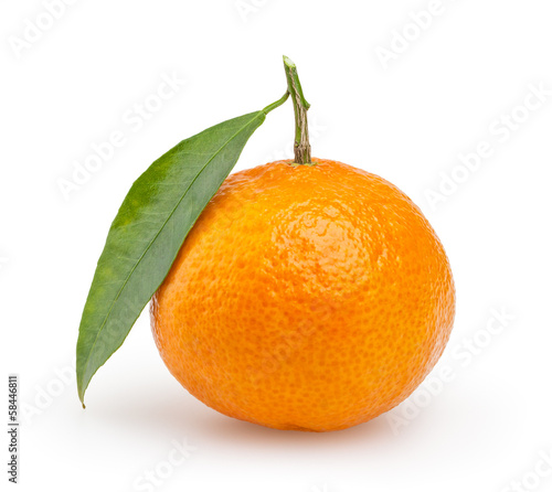 Tangerine isolated on white background with clipping path