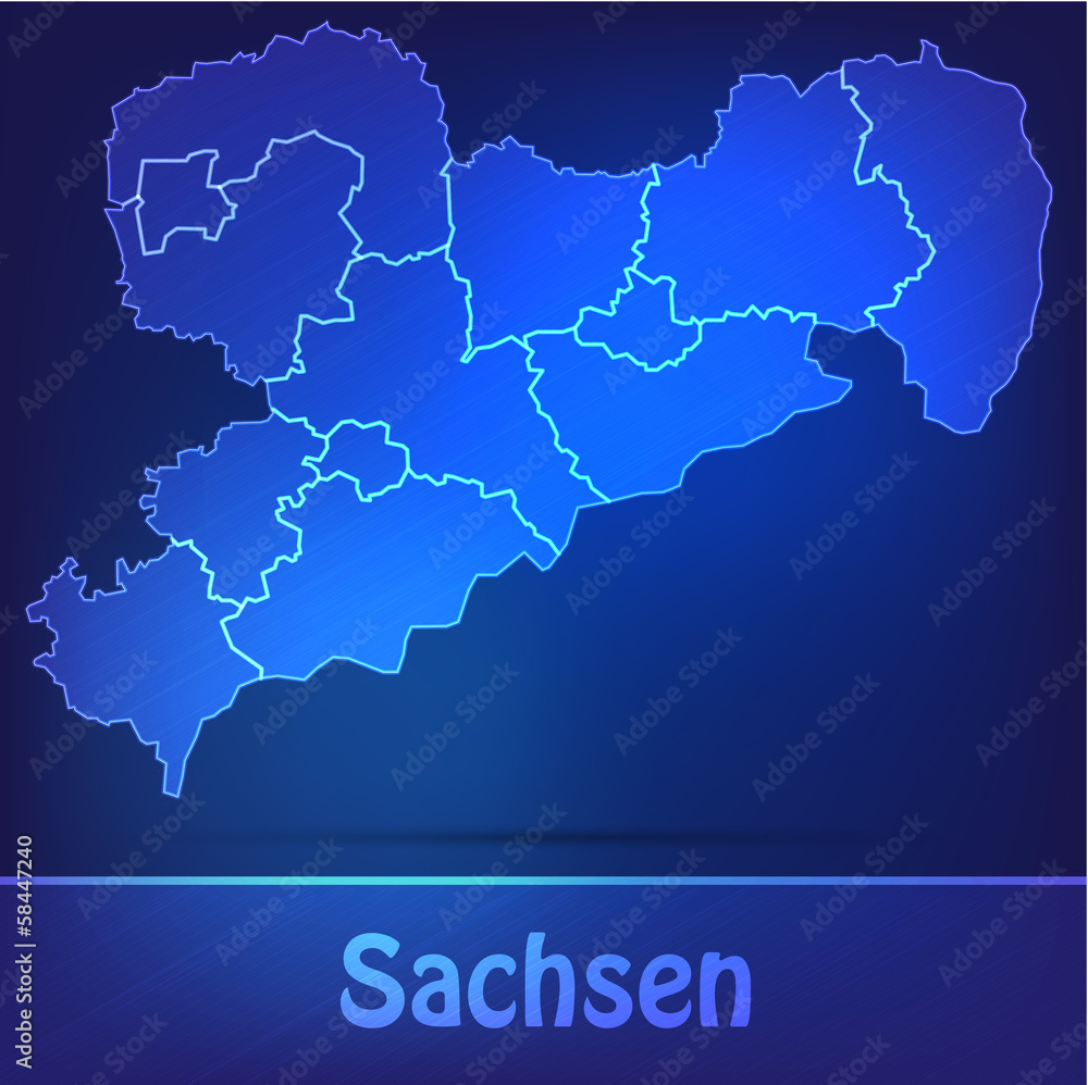 Grenzkarte von Sachsen als Scribble