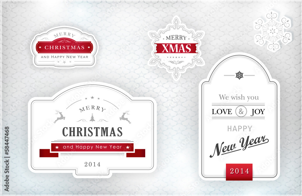 Elegant Christmas labels, emblems Stock Vector | Adobe Stock