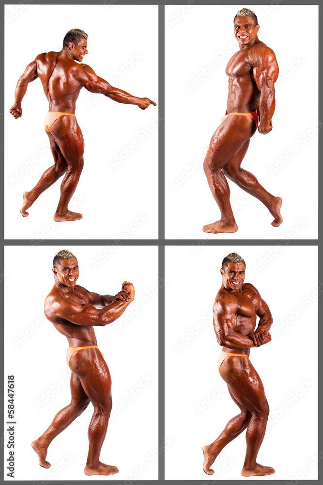 Fototapeta premium bodybuilder flexing his muscles in studio