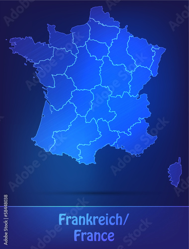 Frankreich mit Grenzen in einfarbig Scribble
