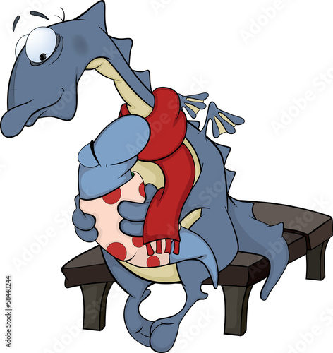 Dragon mum and the child dragon cartoon