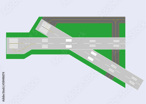 Airport runway. Top view.