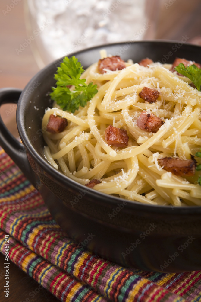 Pasta Carbonara with bacon and cheese Pasta Carbonara with bacon and cheese