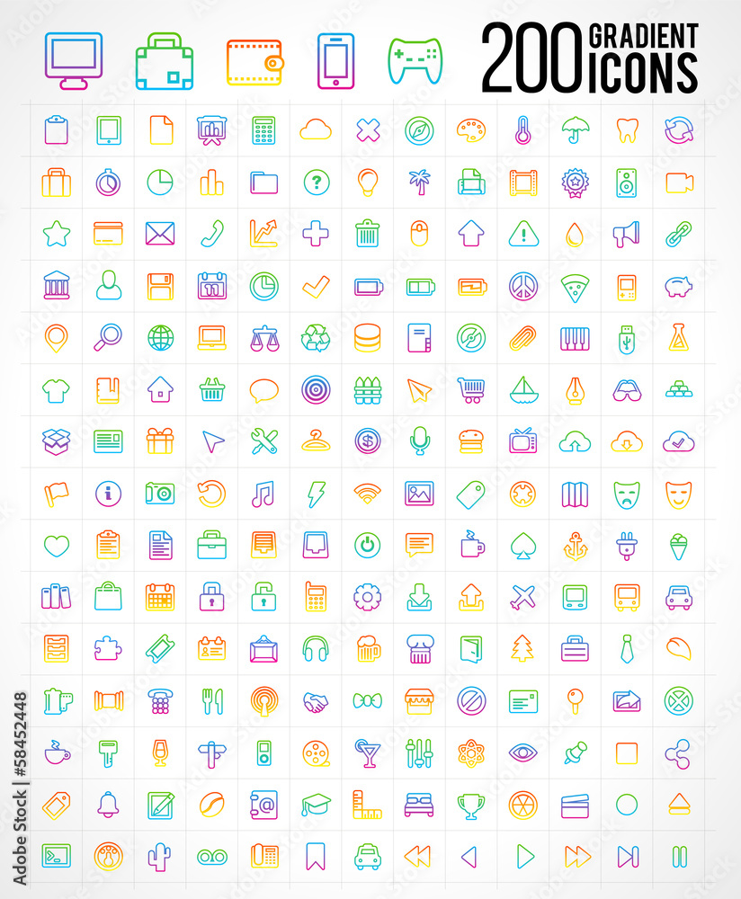 200 Trendy Thin Gradient Icons 200 Trendy Thin Gradient Icons