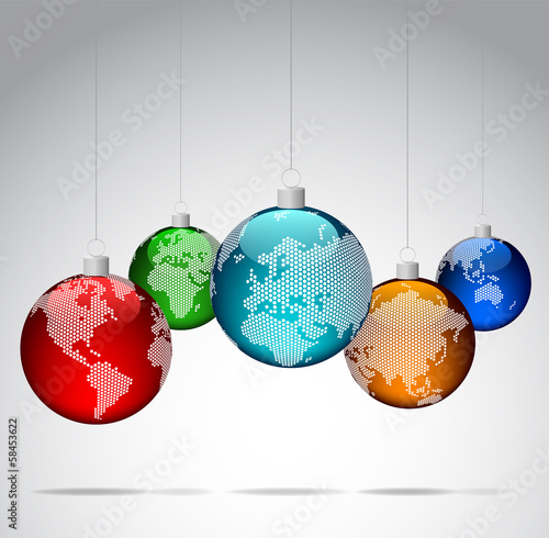 Christmas ornaments with world dotted maps