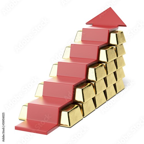 Gold Bars with Red Arrow