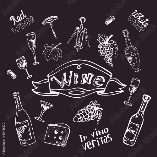 Wine set on chalk board
