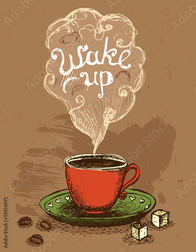 Wake up coffee cup
