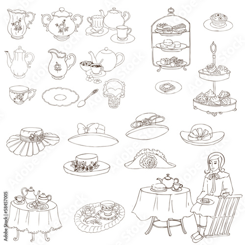 English Tea Party Set - for design, scrapbook, photo booth