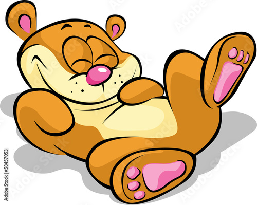 happy bear lying on his back and resting