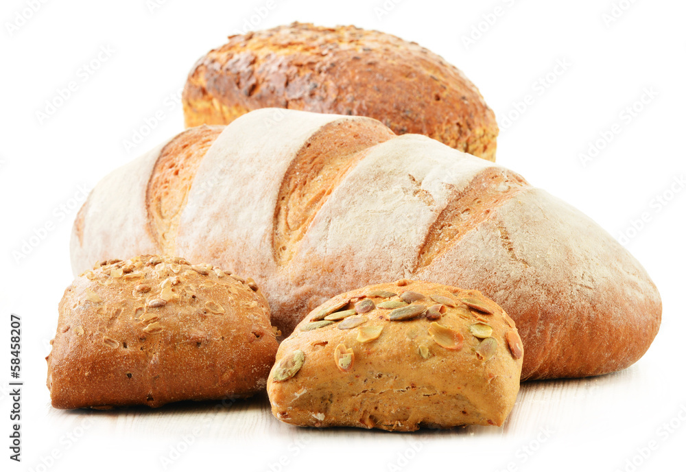 Composition with baking products isolated on white Composition with baking products isolated on white