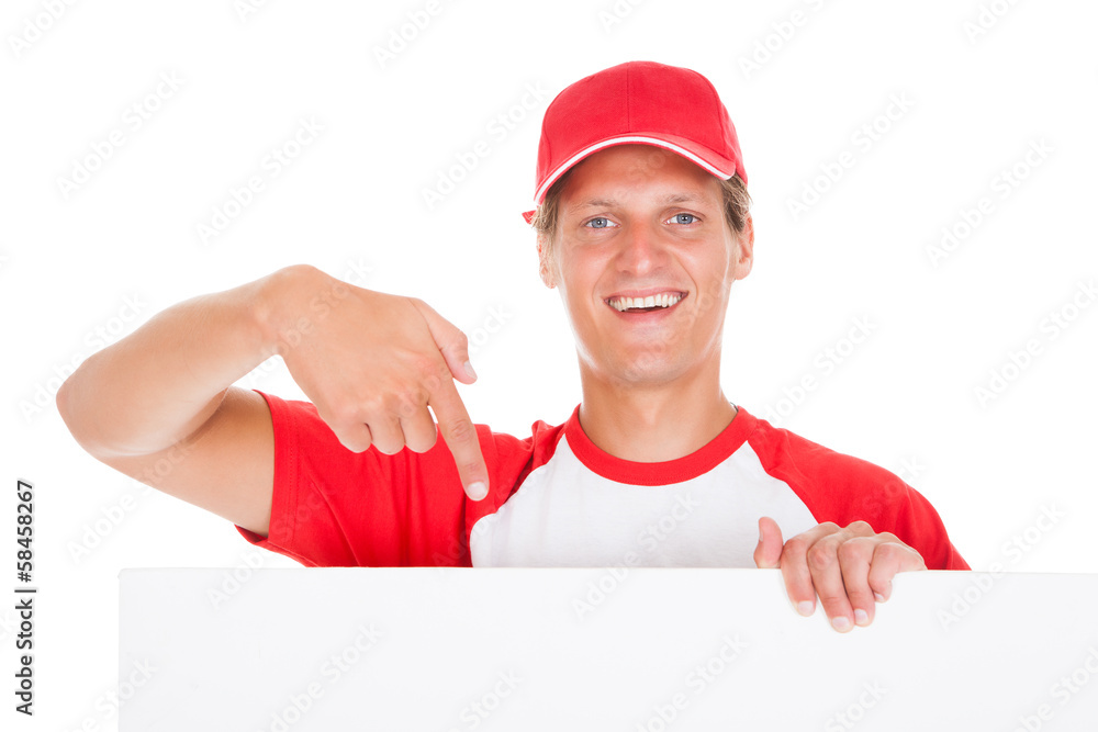 Baseball Player Holding Blank Placard Baseball Player Holding Blank Placard