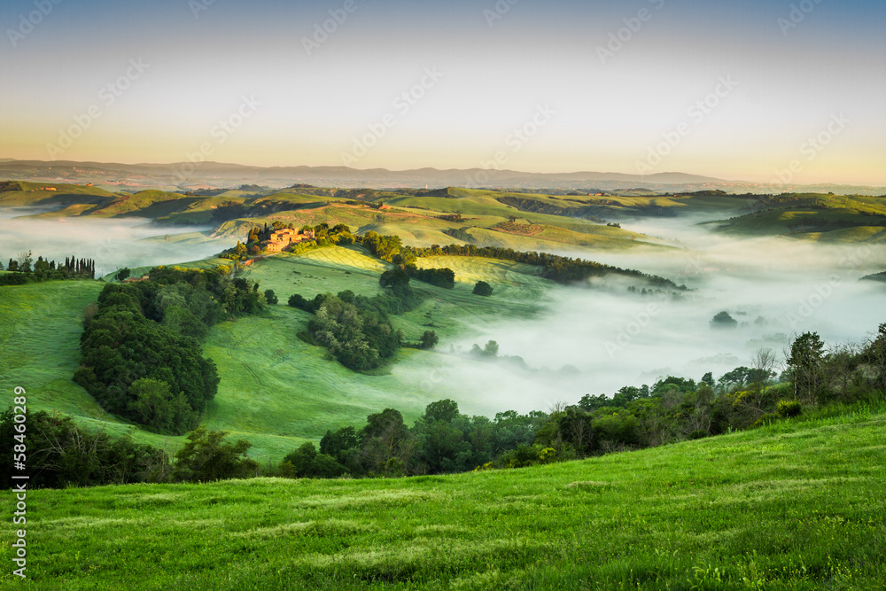 Foggy Valley in the morning, Tuscany