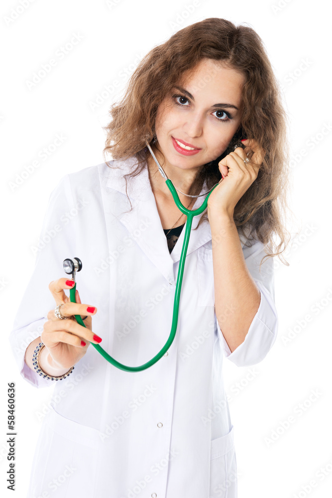 Portrait of a young doctor with a stethoscope Portrait of a young doctor with a stethoscope