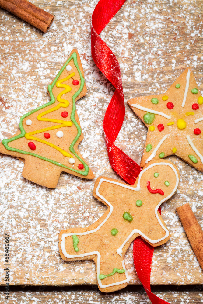 Gingerbread Man on a red ribbon