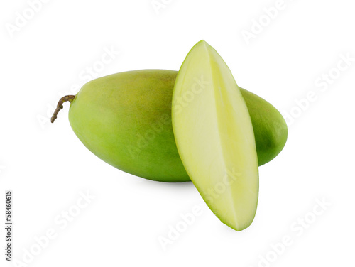 Wallpaper Mural Sliced green mango on a white background Torontodigital.ca