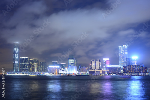 Victoria harbor in the night