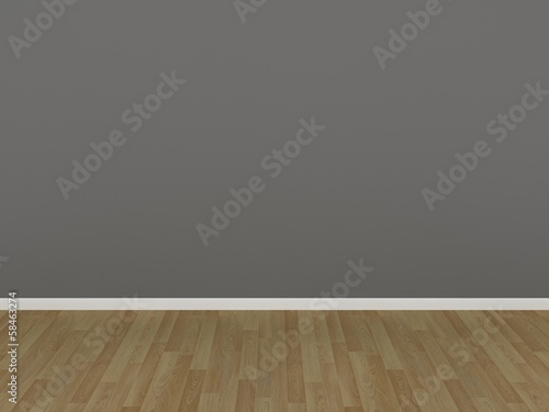 gray wall and wood floor,3d