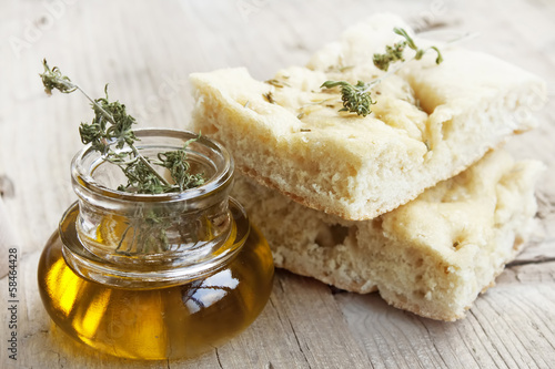 Focaccia with olive oil photo