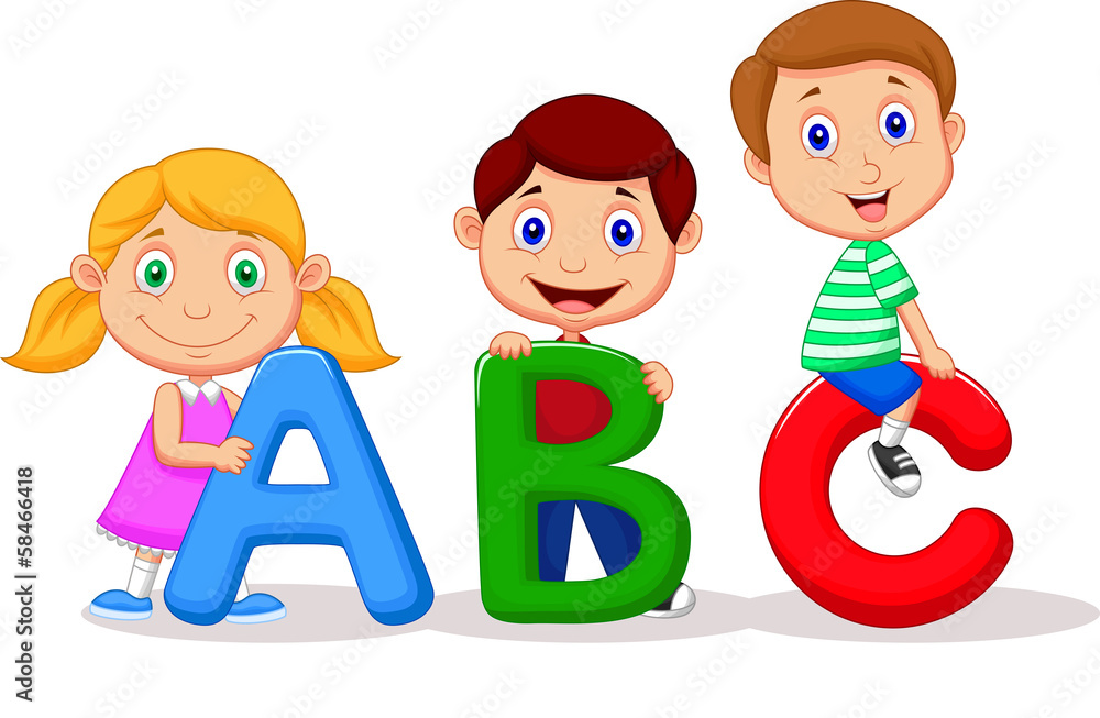 Children with ABC alphabet Children with ABC alphabet