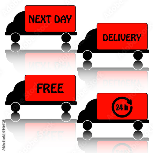 icons delivery.automobiles for the delivery of goods on a white