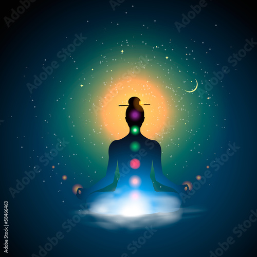 Meditating silhouette sitting in lotus position?