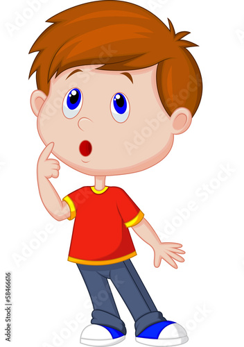 Cute boy cartoon thinking