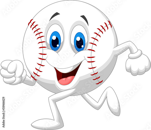 Cute baseball  ball cartoon running