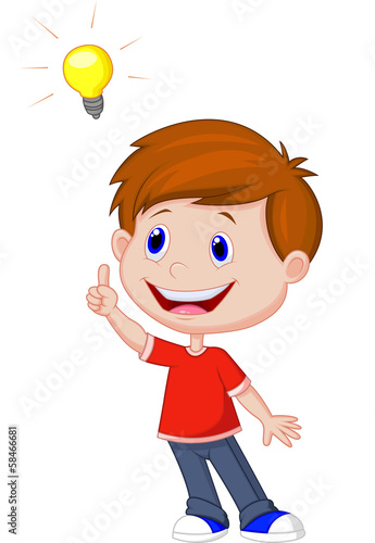 Cartoon boy with big idea