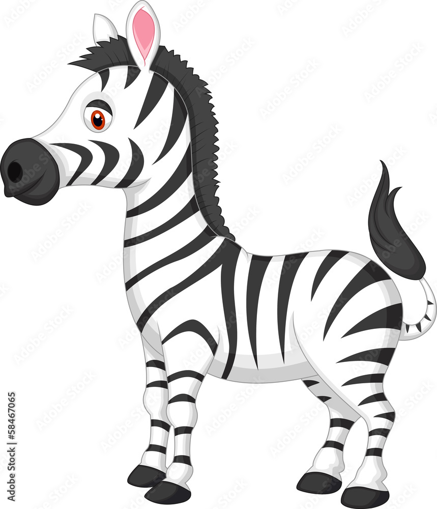 Cute zebra cartoon - obrazy, fototapety, plakaty 