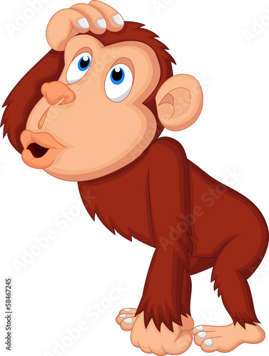 Chimpanzee cartoon thinking