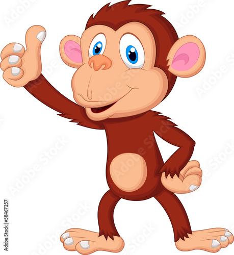 Canvas Print Cute monkey giving thumb up