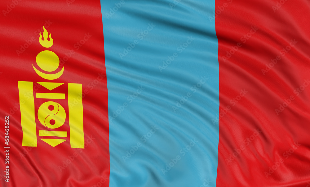 Naklejka premium 3D flag of Mongolia