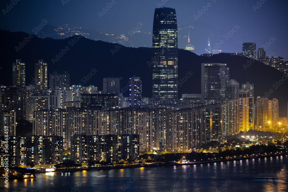 Naklejka premium Hong Kong Night View