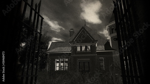 Scary House 3D animation vintage design photo