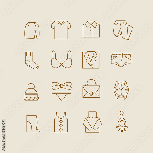 collection of woman clothes icons