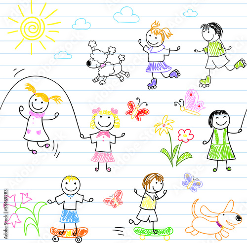 Seamless background with happy friends
