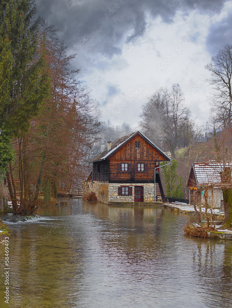 Waterfalls in Rastoke . Old part of Slunj town. Croatia. Waterfalls in Rastoke . Old part of Slunj town. Croatia.