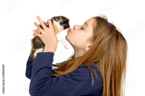 Wallpaper Mural Girl with baby cat Torontodigital.ca