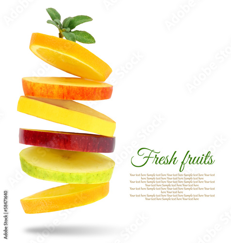 Fresh slices of fruits