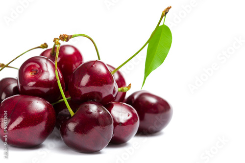 Close up of heap of cherry  isolated on a white