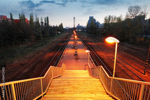 Fototapeta Naklejka Na Ścianę i Meble -  Railroad train platform - stair