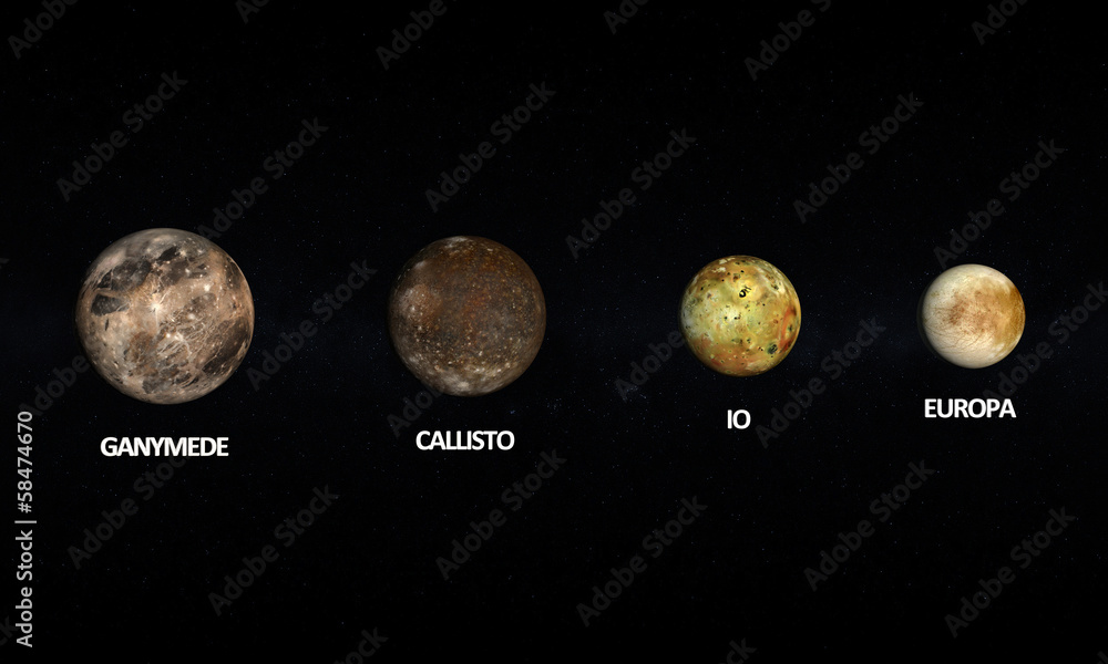 Naklejka premium The Moons of Jupiter
