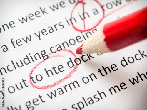 Proofreading red pencil photo