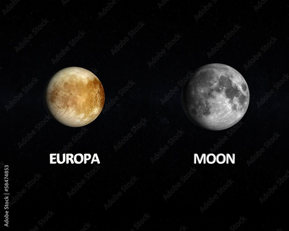 Naklejka premium Europa and the Moon