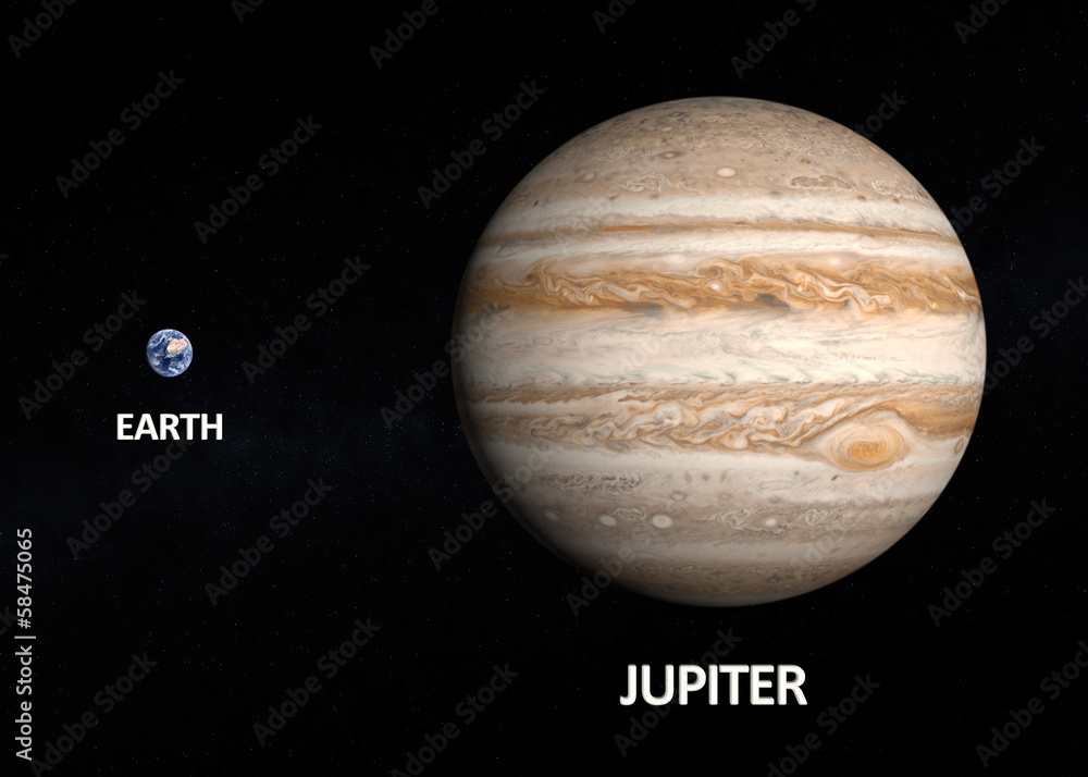 Obraz premium Planets Earth and Jupiter